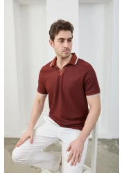 RAVANELLI Men's Non-Shrink Cotton Fabric Slim Fit Slim Fit Polo Neck T-Shirt