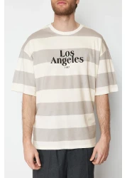  Collection Oversize Striped City Printed Cotton T-Shirt - TMNSS24TS00062