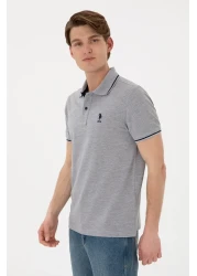 U.S. Polo Assn. Men's Slim Fit Polo Neck Gray Melange Basic T-Shirt 50305980-Vr086