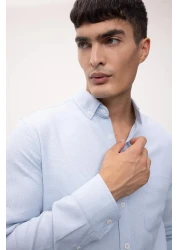 Defacto Polo Neck Slim Fit Textured Shirt - Long Sleeve T2066AZ24AU