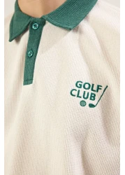  Collection Ecru Regular Polo Neck Plain Knitted Polo Neck T-Shirt Tmnss25Po00005