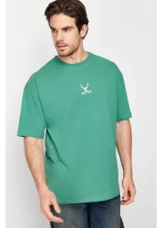  Collection Green Deer Embroidered Oversize T-Shirt - TMNSS24TS00055