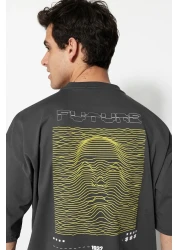  Collection تي شيرت أنثراسايت رقيق مطبوع كبير الحجم - 100% Tinne TMNSS23TS00171