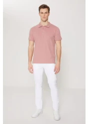 Altınyıldız Classics تي شيرت رجالي من Dusty Rose ذو قصة ضيقة وياقة بولو - 100% قطن، غير قابل للتجعيد