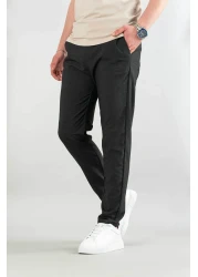 bombe بنطال رجالي من قماش الليكرا المدخن المرن بطول الكاحل كاجوال مريح بجيوب جانبية