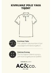 AC&Co / Altınyıldız Classics White Polo Collar Slim Fit T-shirt - Men's, Non-Shrinkable Cotton Fabric