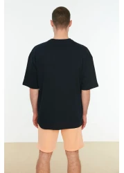  Collection تي شيرت أزرق داكن كبير الحجم مطبوع عليه مدينة - 100% قطعة TMNSS22TS0304