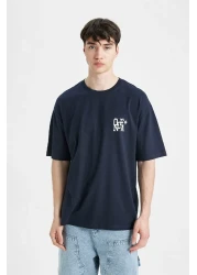 Defacto Comfort Fit Crew Neck Printed Short Sleeve T-shirt C4082AX24SM