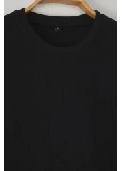  Collection تي شيرت قطني أسود برقبة دائرية - TMNSS25TS00062