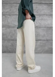 NOMARC Cream Baggy Fit Linen Trousers
