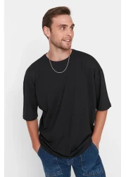  Collection Black Oversize Crew Neck Short Sleeve T-Shirt - TMNSS22TS0317