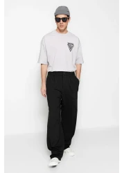  Collection بنطلون أسود واسع الساق من القماش الفضفاض TMNSS23PL00039