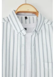  Collection Khaki Regular Fit Striped Oxford Easy-Iron Men's Shirt Tmnss25Go00078