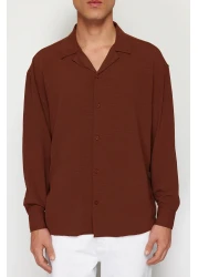  Collection Apaş Collar Oversize Summer Linen Look Shirt - TMNSS23GO00053