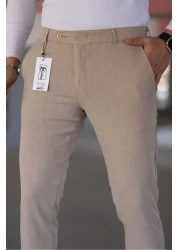 Bürke Men's Bone Color Quality Stretchy Lycra Fabric Ankle Length Pants