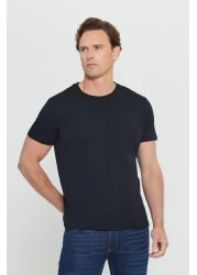 AC&Co / Altınyıldız Classics Men/Unisex Black 100% Cotton Slim Fit Slim Fit Crew Neck Basic T-Shirt