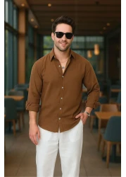 UTTBASİC قميص بني كبير الحجم مزخرف