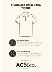 AC&Co / Altınyıldız Classics Men's Shrink-Resistant Cotton Fabric Slim Fit Narrow Cut Navy Blue Roll-Free Polo Collar T-Shirt