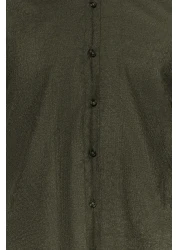  Collection قميص شتوي أخضر بقصة ضيقة - ياقة بأزرار TMNAW20GO0094