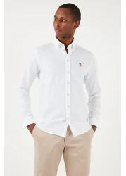 U.S. Polo Assn. قميص رجالي من U.S. Polo ذو ياقة بأزرار 100% قطن بقصة ضيقة G081SZ0041826727