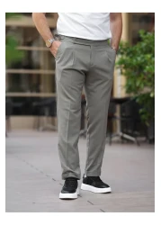 BASEL.CO Old Money Pleated Lycra Fabric Trousers