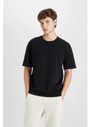 Defacto Boxy Fit Crew Neck Cotton Short Sleeve Basic Solid T-Shirt E0221Ax24Au