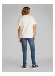 Calvin Klein تي شيرت كالفن كلاين رجالي أبيض بأكمام قصيرة ورسومات مربعة