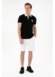 U.S. Polo Assn. Men's Slim Fit Polo Neck Black Basic T-Shirt 50298073 -Vr046