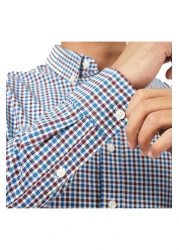 Giordano Men's Cotton Oxford Shirt - Small Lion Embroidery, Slim Fit, Full Button