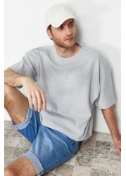  Collection تي شيرت رمادي كبير الحجم بأكمام قصيرة - TMNSS22TS00049