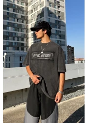 Flaw Wear تي شيرت مطرز بحجر حمض كبير الحجم