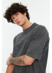  Collection Anthracite Color Oversize Printed Cotton T-Shirt - Tmnss22Ts0417