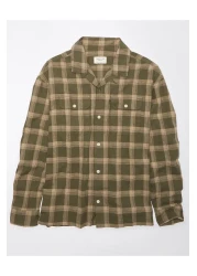 American Eagle قميص ميكانيكي من AE Linen-Blend U-2512-6257-380 - U-2512-6257-380 موديل ميكانيكي