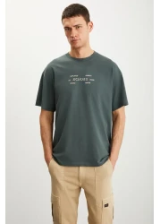 GRIMELANGE تي شيرت RAMADANP017 رجالي 100% قطن برقبة دائرية مطبوع باللون الأخضر