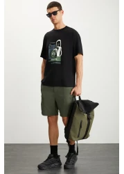 GRIMELANGE تي شيرت RAMADANP007 رجالي 100% قطن برقبة دائرية مطبوع باللون الأسود