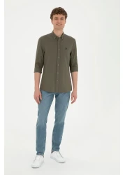 U.S. Polo Assn. Khaki Men's Shirt - Long Sleeve, Basic Model50288629-VR027