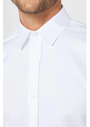 Tudors Slim Fit Long Sleeve Easy Ironing Sweat Absorbing Breathable Texture Tie Four Seasons White Men's Shirt