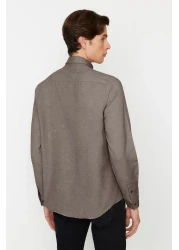  Collection Winter Slim Fit Light Brown Shirt - Button Collar TMNAW20GO0094