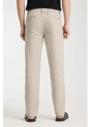 muzzo jeans Elastic Waist Cream 100% Linen Trousers