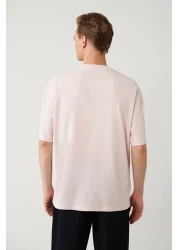 Avva تي شيرت رجالي مطبوع برقبة دائرية وردي اللون مصنوع من القطن بنسبة 100% A41y1157