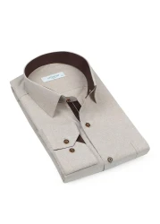 Fitmens Classic Long Sleeve Linen Cotton Gift Boxed Men's Shirt Fs- 001261 - Beige