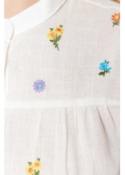  Collection Ecru Embroidery Detailed Regular Regular Fit Woven Shirt Twoss23Go00152