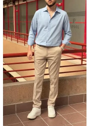 inpool بنطال رجالي من قماش Old Money - جودة عالية، مقاس قياسي 23INP269