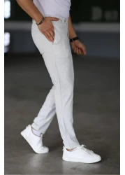 Bürke Men's Stone Color Italian Cut Quality Flexible Lycra Ankle Length Fabric Trousers