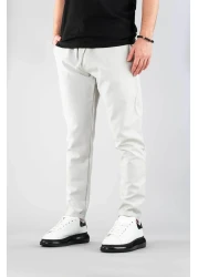 bombe Men's Jogger Pants Elastic Waist Drawstring Cotton Casual Boyfriend Pants Gray