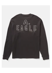 American Eagle AE Oversized Long-Sleeve Elevated Logo Graphic Thermal T-Shirt