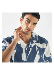 Iconic Regular Fit Printed Shirt With Camp Collar And Short Sleeves