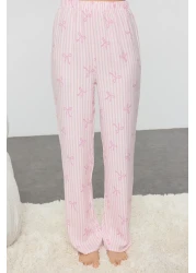  Collection Light Pink Ribbon/Bow Viscose Woven Pajamas Set Thmaw21Pt0936