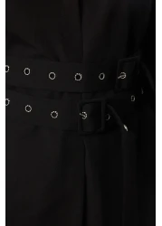  Collection قميص منسوج كبير الحجم بحزام أسود ومفصل TWOAW25GO00025