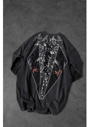 Slatra تيشيرت رجالي كبير الحجم مصنوع من قماش أنثراسايت Fallapart مخصص للغسل